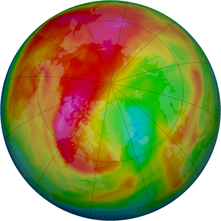 Arctic ozone map for 19 February 1980